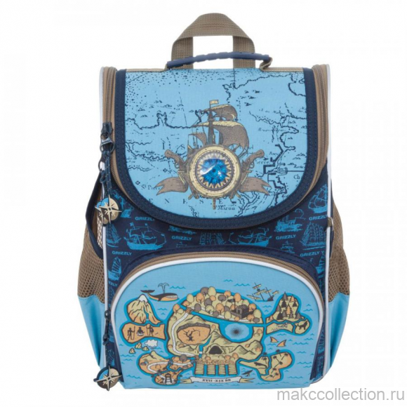 Школьный рюкзак Grizzly RA-872-1 синий с голубым