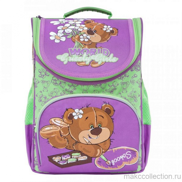 Школьный рюкзак Grizzly RA-873-5 фиолетовый с салатовым