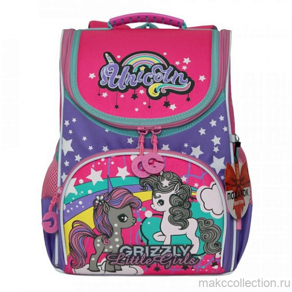 Школьный рюкзак GRIZZLY RA-973-5 фиолетовый с розовым