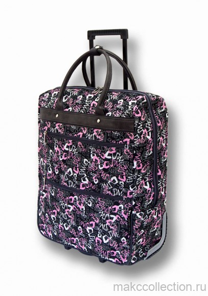 Дорожная сумка на колесах TsV 508 черный цвет с розовым