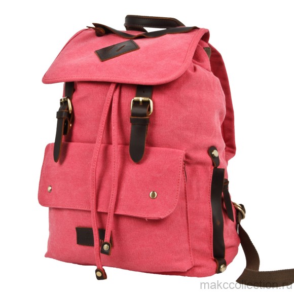 П3063-01 красный рюкзак брезент (Красно-розовый)