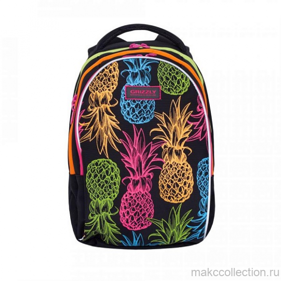 Школьный рюкзак GRIZZLY RG-967-4 черный с ананасами