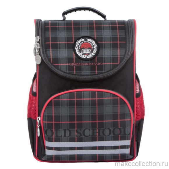 Школьный рюкзак Grizzly RA-872-7 черный с красным
